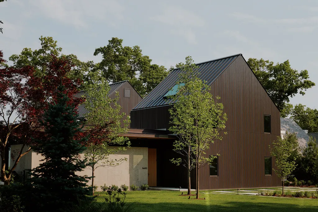 The gabled forms of Timber Lane Retreat were designed to fit in with the neighbouring context
