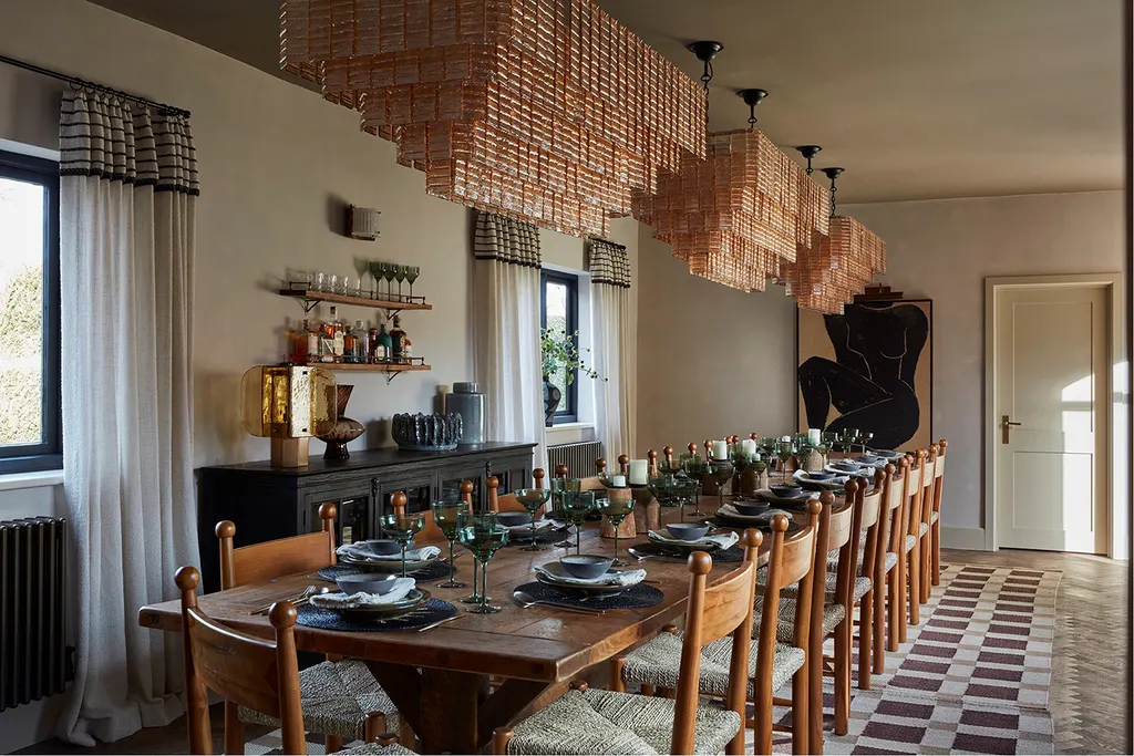 The dining room at Redmere Hall in Wiltshire, designed by Run For the Hills. Photography: courtesy of Run For the Hills