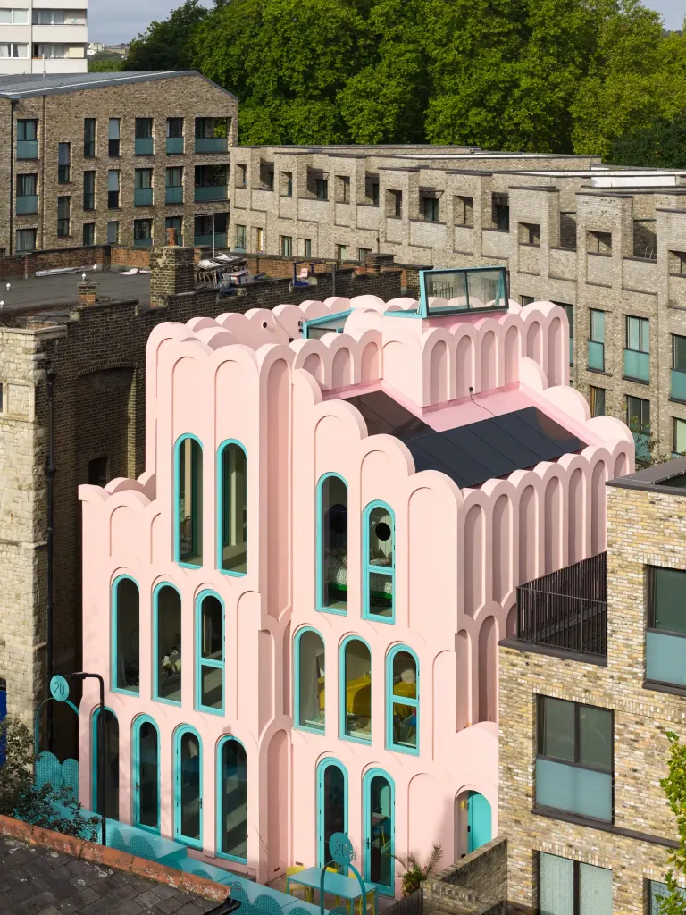 the colourful and mostly pink Cloud House by Peter Morris in London