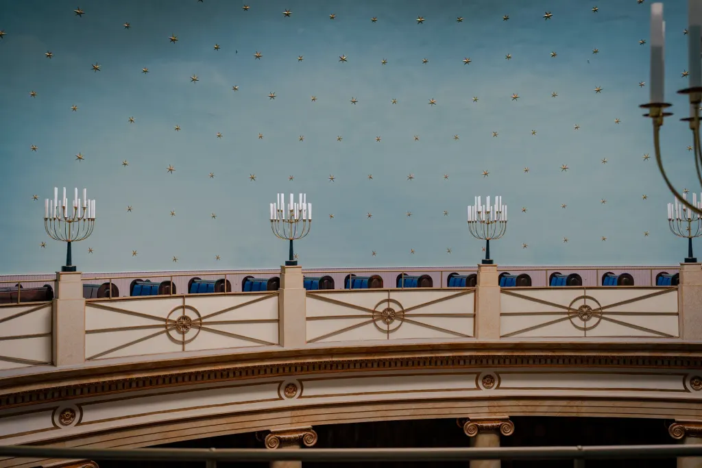 interior of restored Viennese synagogue, decorative and luxuriously detailed