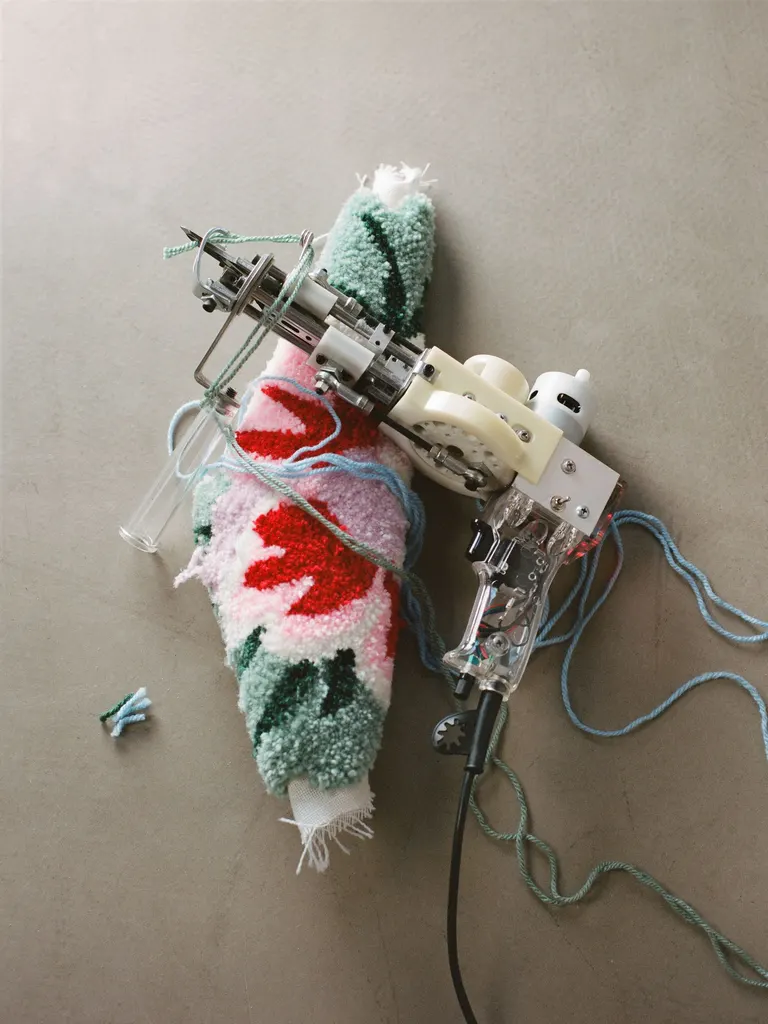 The tufting gun San uses to create her soft sculptures