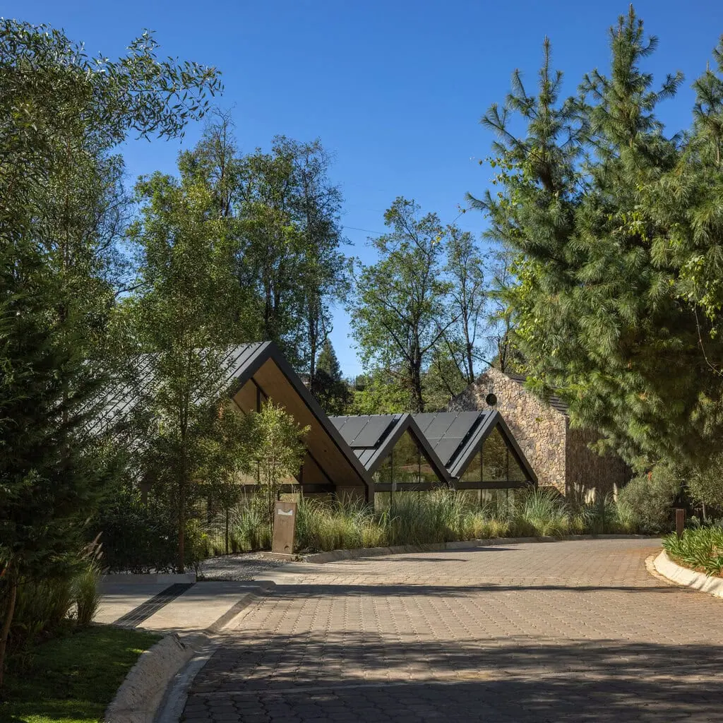 Its gabled forms were informed by a previous structure on the property