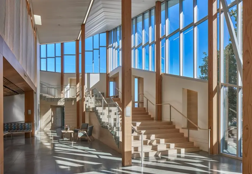A grand staircase leads to the second-floor sanctuary
