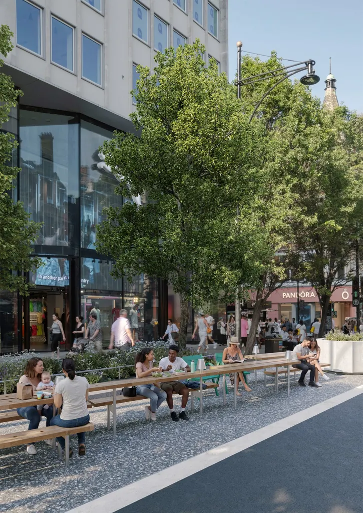 Trees, benches and tables will be added to the pedestrianised street