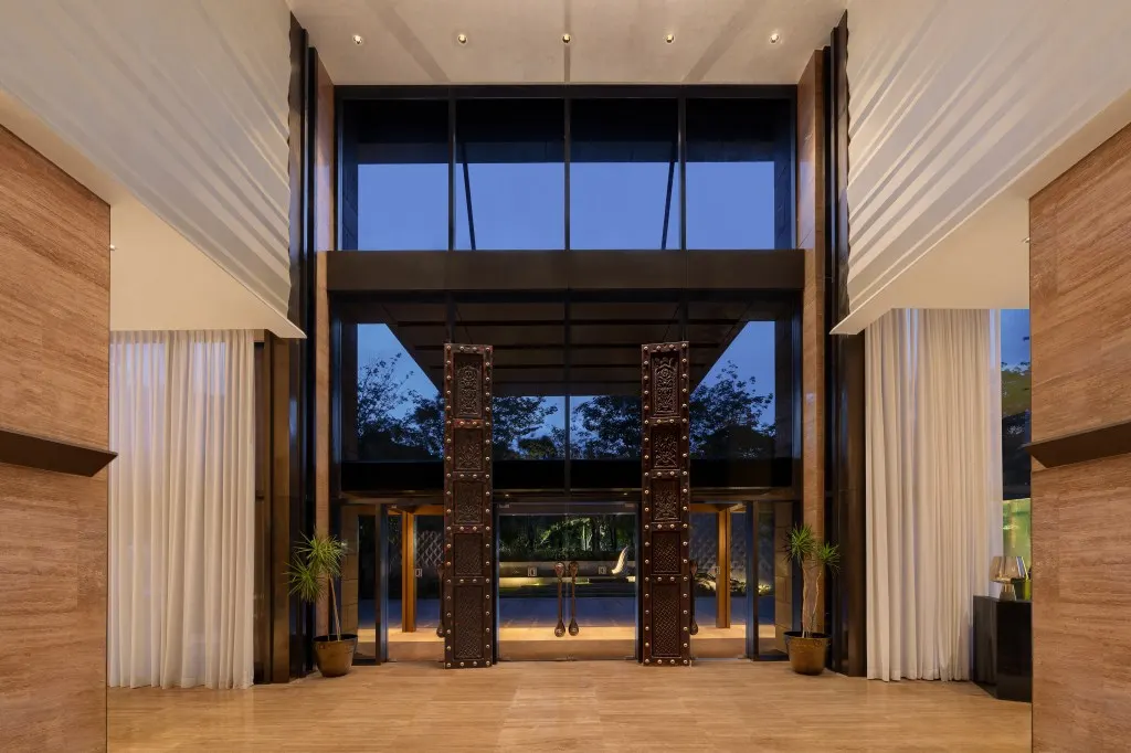 The Den Bengaluru, LXR Hotels & Resorts - Lobby Entrance (L) & Lobby (R)