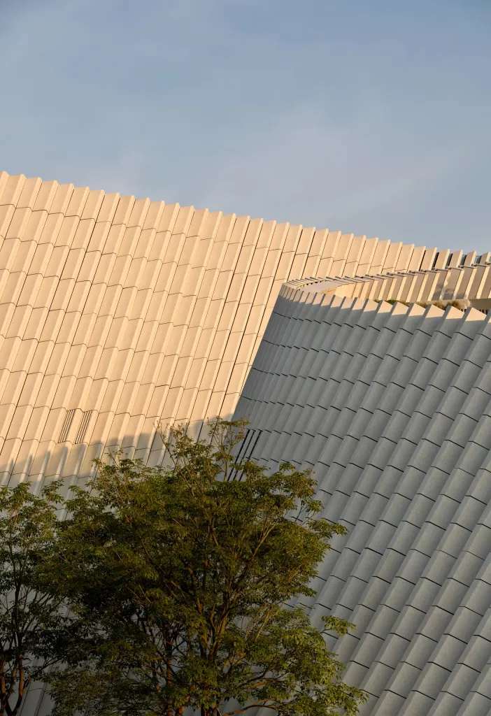 undulating forms of the Shenzhen Natural History Museum by 3XN, B+H Architects and Zhubo Design in a green park