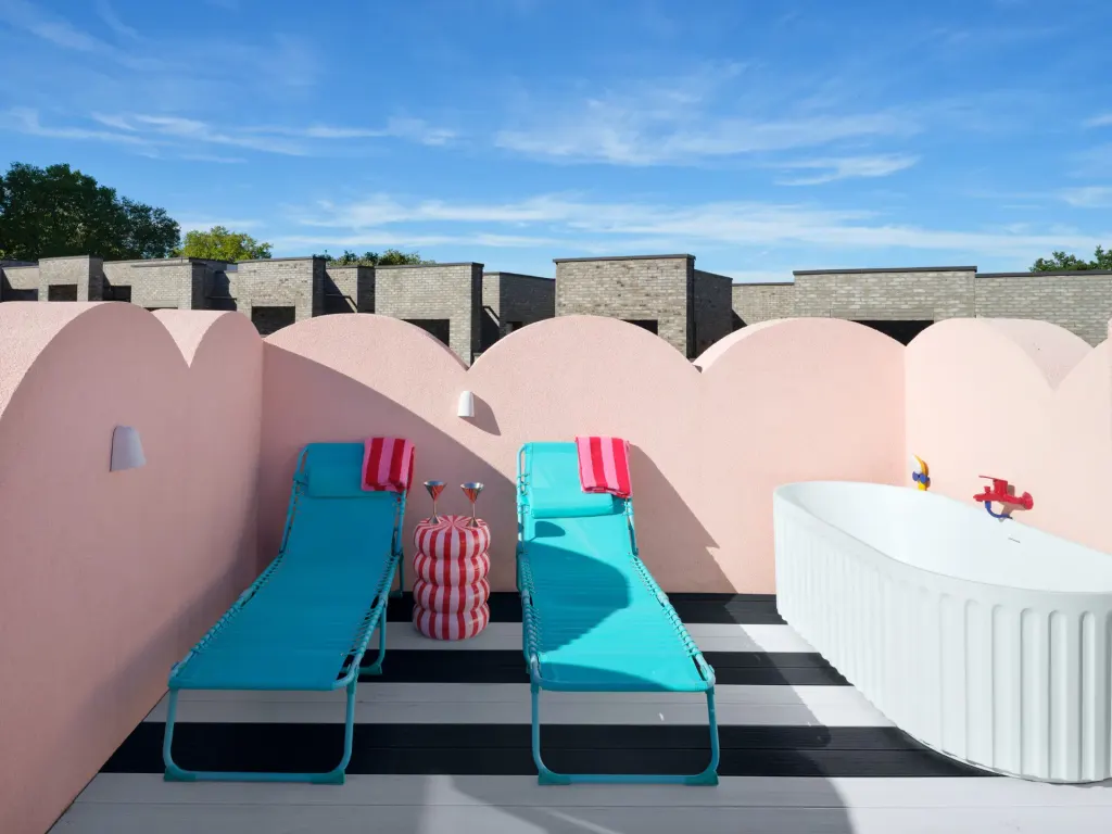 the colourful and mostly pink Cloud House by Peter Morris in London