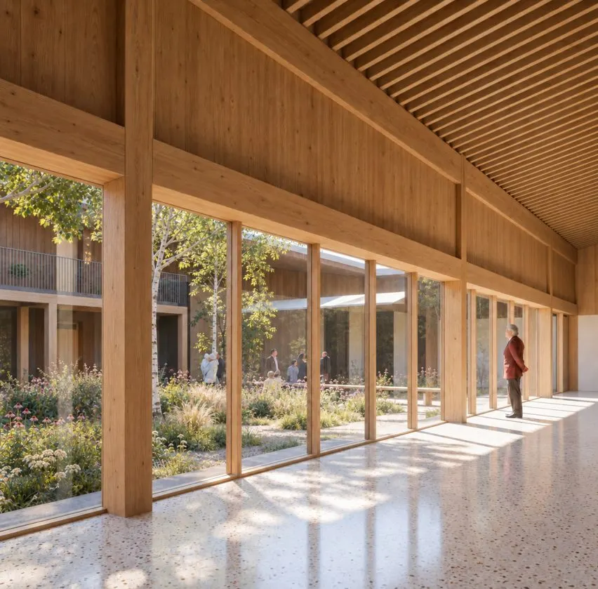 Wood-lined walkways will connect spaces at Dvir