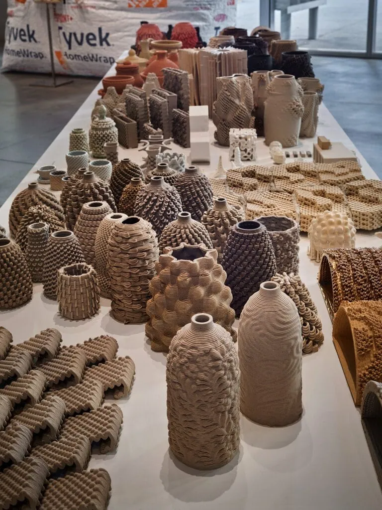 The studio's work in earthen 3D printing was featured
