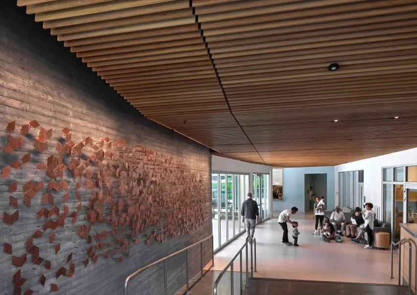 The lobby also leads into offices and a social hall