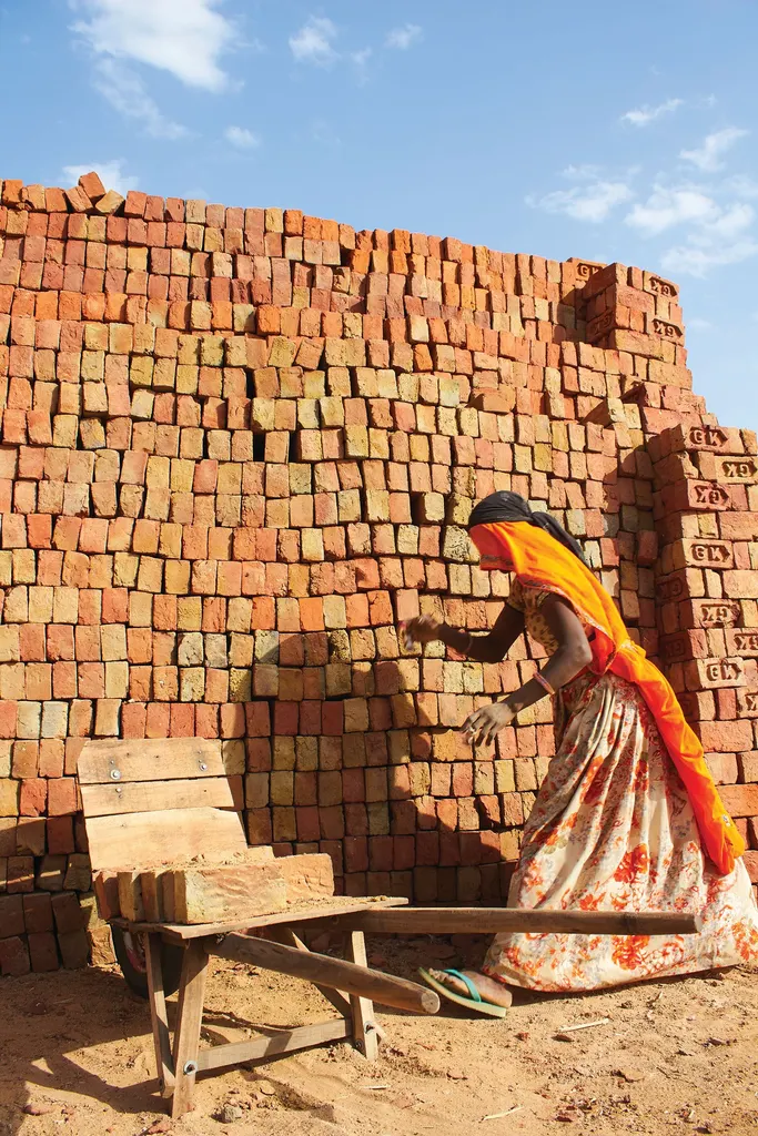 a brick kiln where local women are often trapped in a cycle of bonded labour and their wages are regularly withheld.