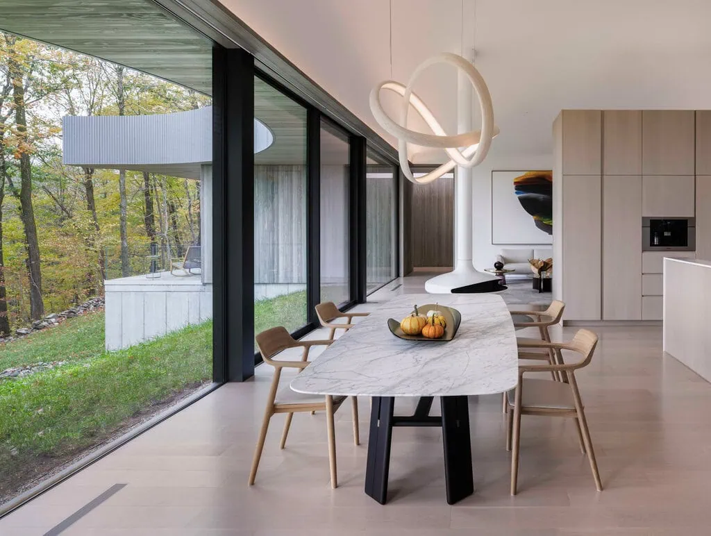 The kitchen, dining and living room is located at the centre of the house
