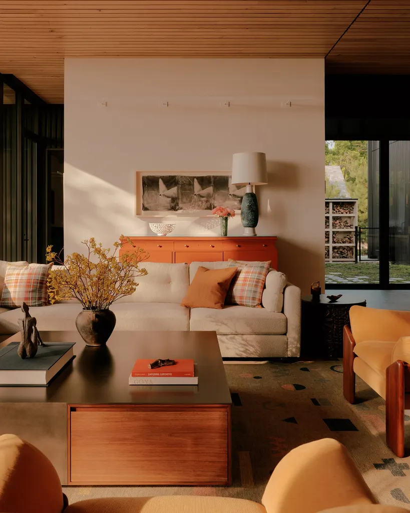 Wood lines the floors and ceilings