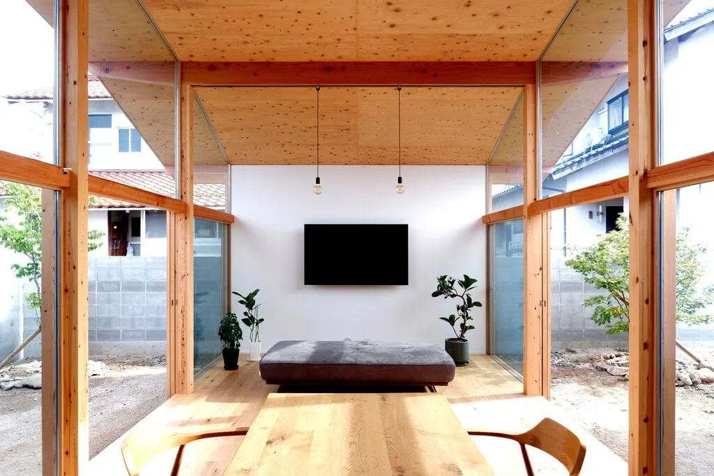 Traditional Japanese post-and-beam construction was used