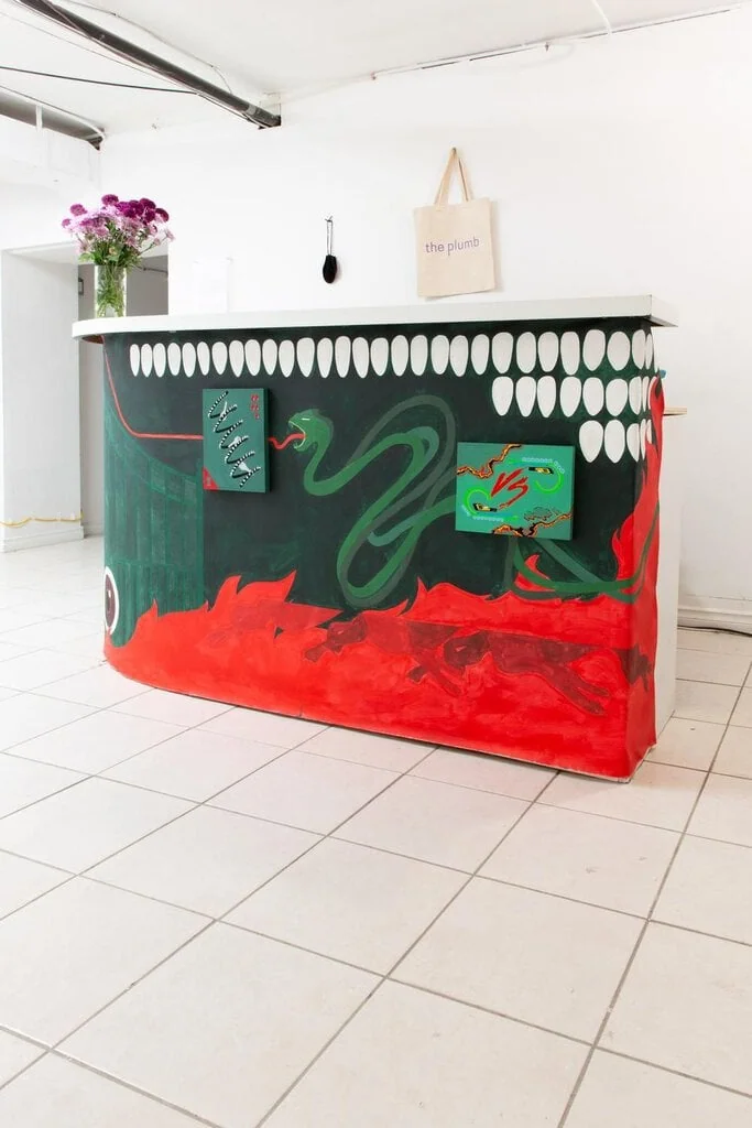Philip Leonard Ocampo's "Seethe Hiss Rumble" reinterpreted the archetype of the guardian beast in folklore and mythology, and was installed through December 2022. Image credit: the plumb