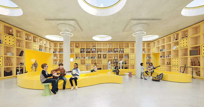 circular skylights bring daylight into FLAMA’s shared library