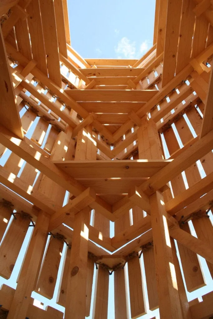 inside the structure, a play of light between the Aperture and the Kaleidoscope