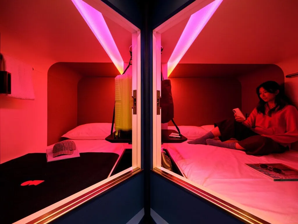 There is a mix of single- and double-bed pods