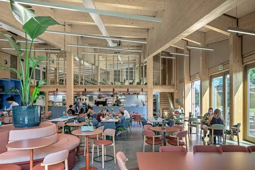 The workshop connects to a restaurant