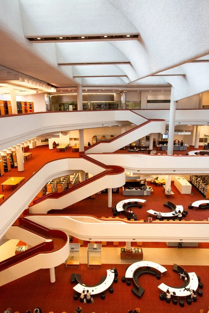 The most surreal interior by Japanese-Canadian architect Raymond Moriyama and Canada's largest public reference collection await at The Toronto Reference Library.