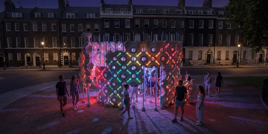 Hypha-Lume, a modular mycelium pavilion that turns visitor movement into light, photo 7