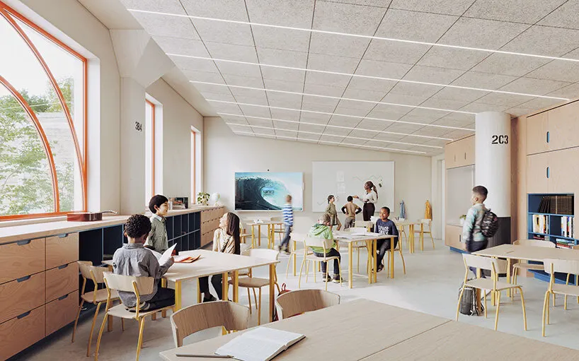 classrooms at FLAMA line the building perimeter to bring natural daylight into the learning spaces