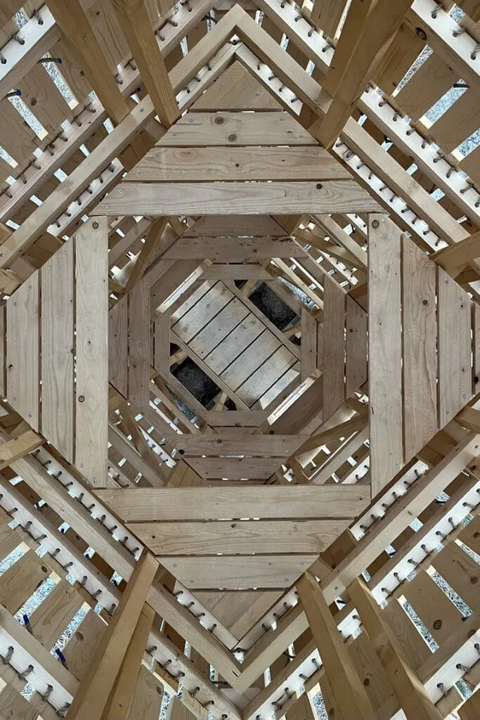 a kaleidoscopic view from the top of the tower