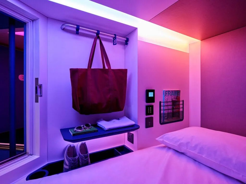 Colour lighting brings a "futuristic atmosphere" to the hotel