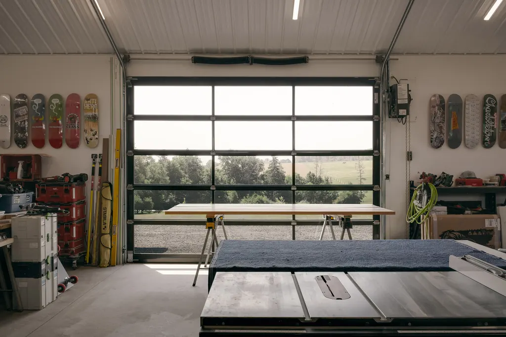 The workshop looks out into the countryside