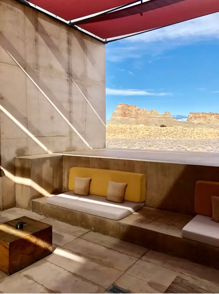 view out into the desert from Amangiri hotel window