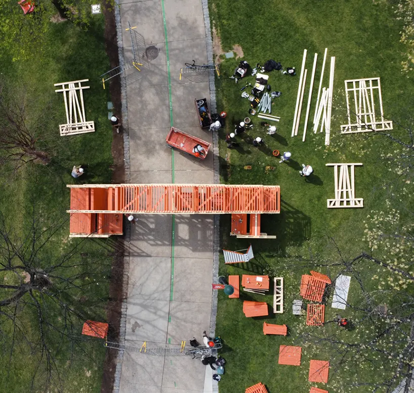 modular frames and infill panels are reconfigured into outdoor furniture