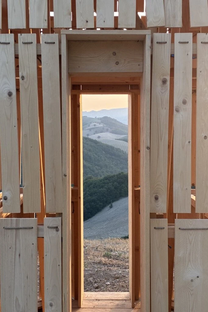 a framed view of the vast landscape of Regional Park of Sasso Simone and Simoncello