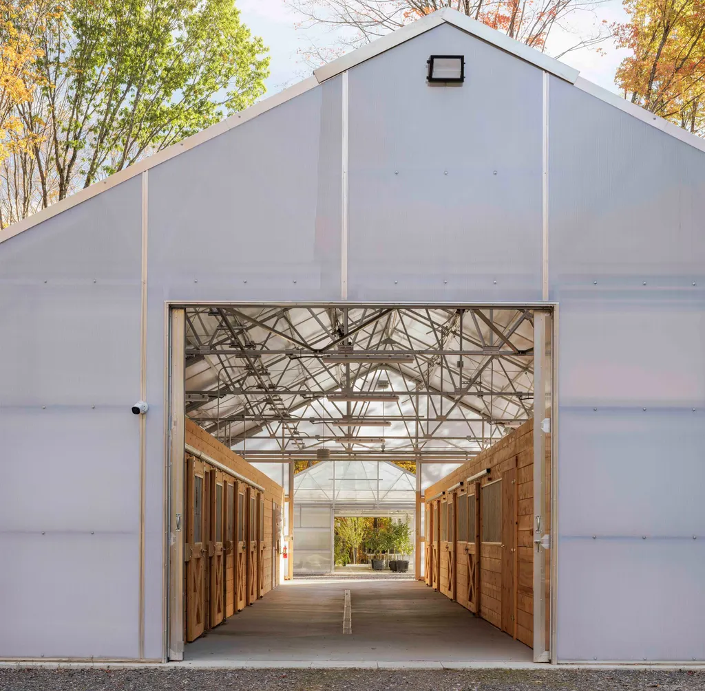 A barn was enclosed with polycarbonate walls