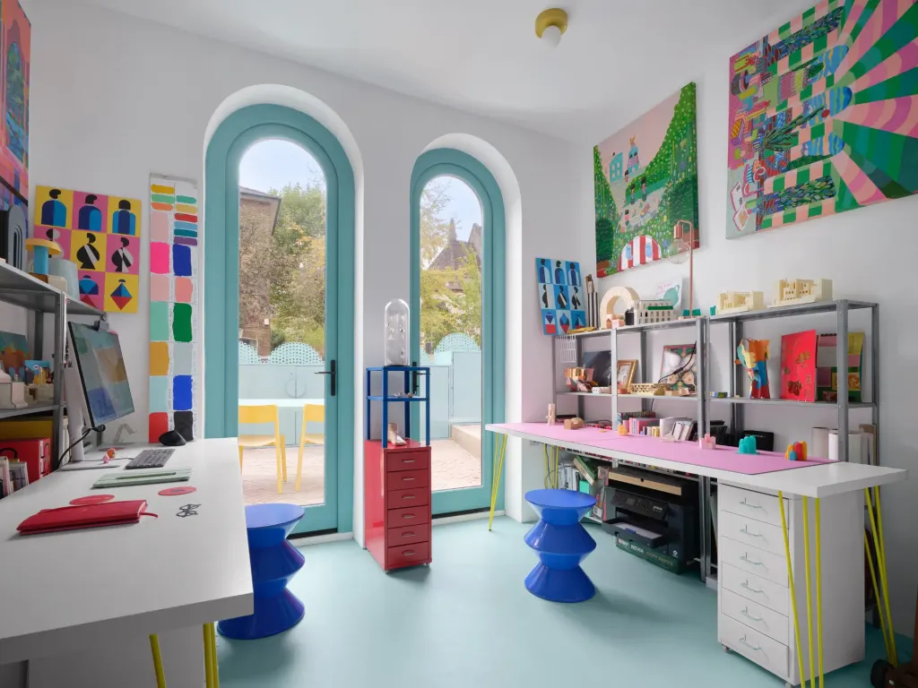 the colourful and mostly pink Cloud House by Peter Morris in London