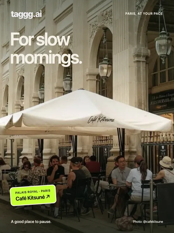 For slow mornings: Café Kitsuné Palais Royal, Paris. Photo: @cafekitsune